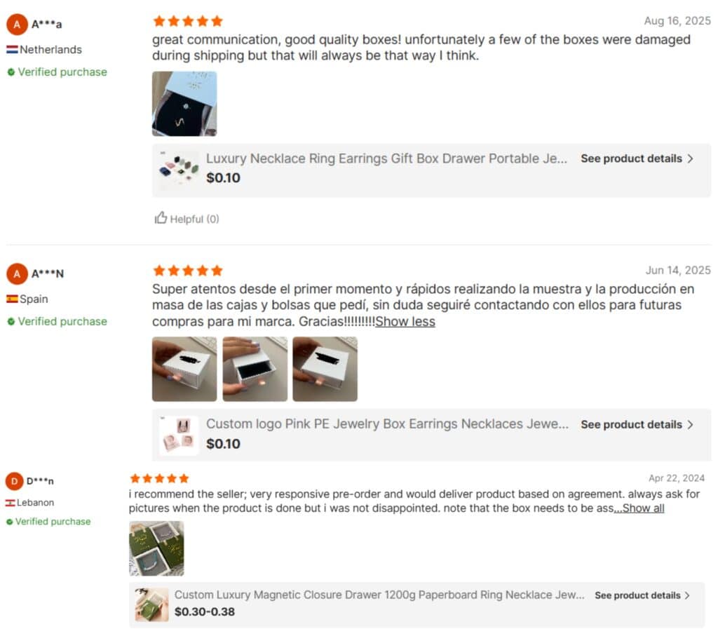 Winnerpak have nice reviews of jewelry packaging to customer