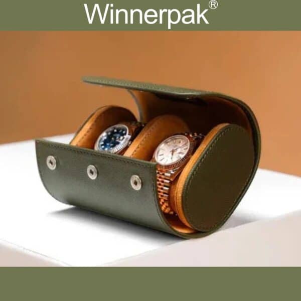 Luxury 2-Watch Roll Case | Custom Leather Travel Organizer - Winnerpak