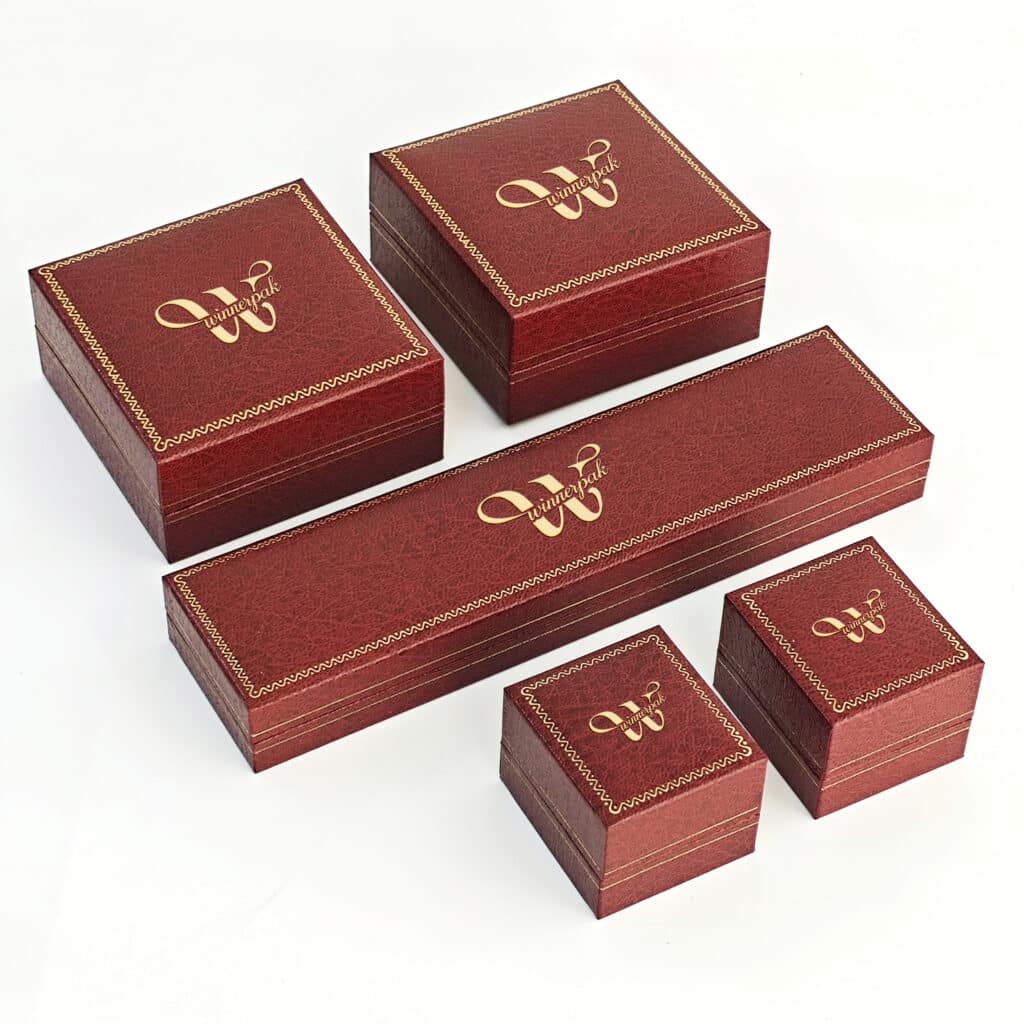 red leatherette hinge jewelry box supply