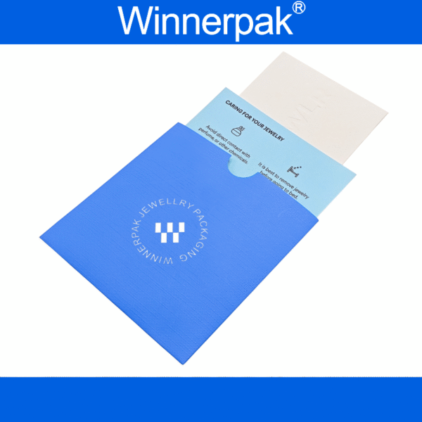 Custom jewelry envelopes with information card and polishing cloth