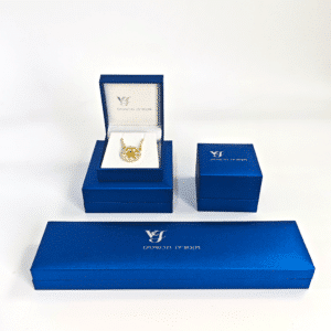 blue hinge jewelry box with LOGO printed