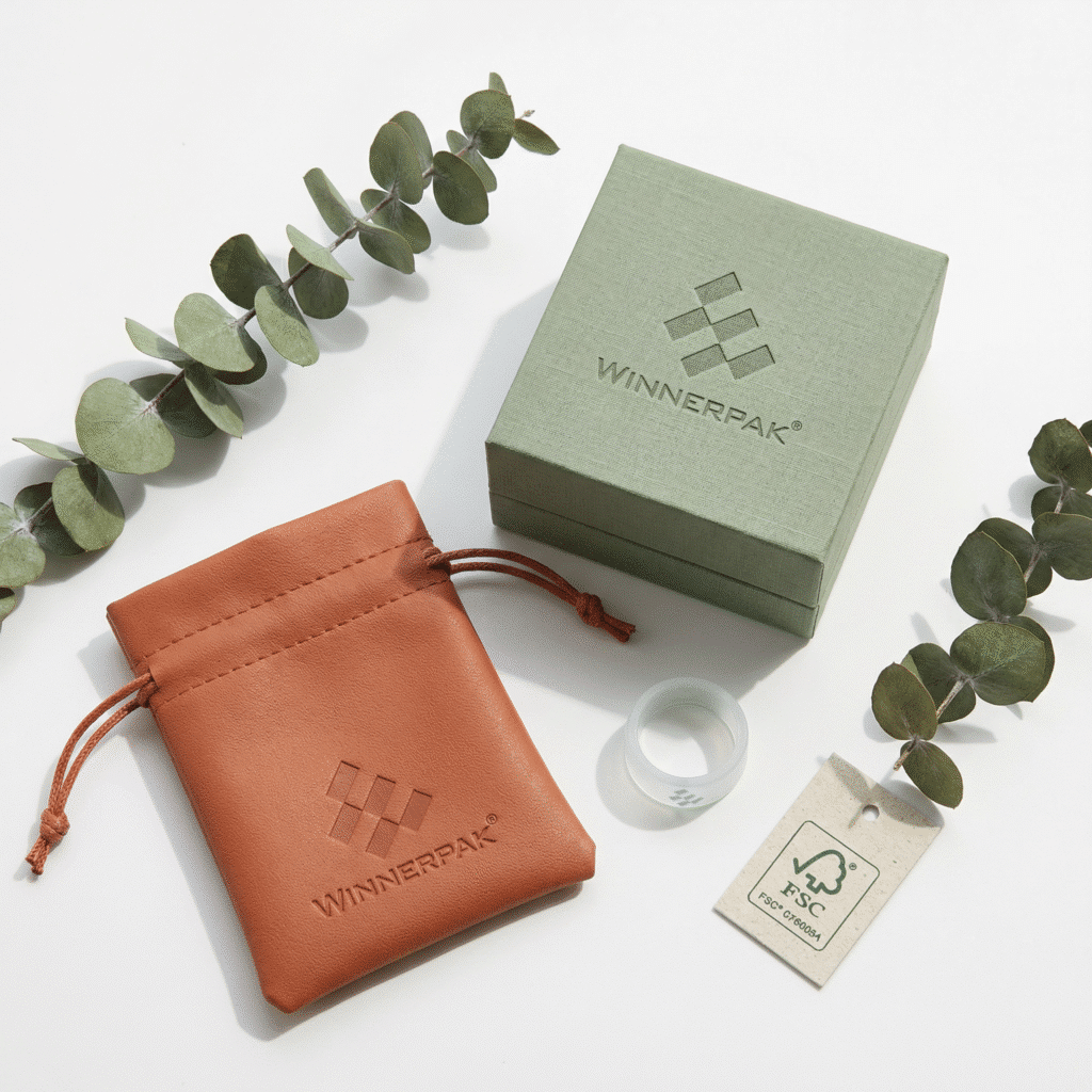 sustainable packaging pouch and box for gift packaging