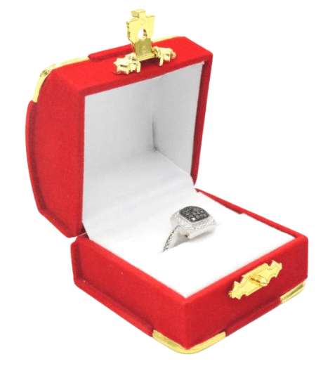 flocked boxes with golden protect corner metal