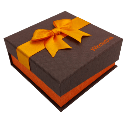 brown paper ribbon box for jewelry packaging wholesale
